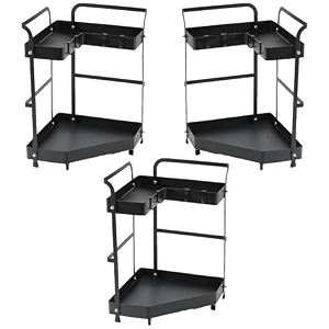 kuber industries 2-layer rotating spice rackcircular shelf for cabinet countertop360-degree rotable kitchen trolleyfruit basket dark green