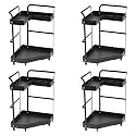 Kuber Industries 2-Layer Rotating Spice Rack|Circular Shelf For Cabinet Countertop|360-Degree Rotable Kitchen Trolley|Fruit Basket (Dark Green)