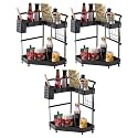 Kuber Industries 2-Layer Rotating Spice Rack|Circular Shelf For Cabinet Countertop|360-Degree Rotable Kitchen Trolley|Fruit Basket (Dark Green)