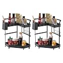 Kuber Industries 2-Layer Rotating Spice Rack|Circular Shelf For Cabinet Countertop|360-Degree Rotable Kitchen Trolley|Fruit Basket (Dark Green)
