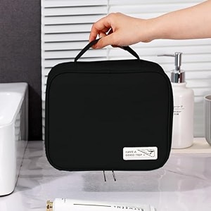kuber industries cosmetic storage casemakeup kit box for womensmall vanity casepouch for home amp traveltwo compartmentzipper closure black