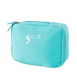 kuber industries cosmetic storage casemakeup kit box for womenpouch for home amp traveltwo compartmentzipper closure blue