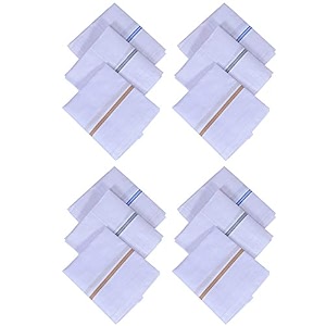 kuber industries cotton 12 piece men39s handkerchief set - white ctktc05635