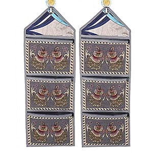 kuber industries cotton 2 pieces wall hanging magazine letter holder grey -ctktc7247