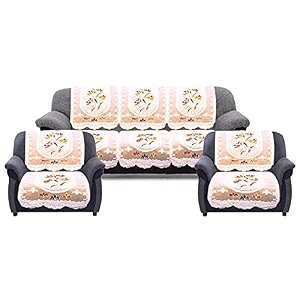 kuber industries cotton 5 seater sofa coverpremium cotton fabric amp side flower designcutting edge round shape 10 piece cream