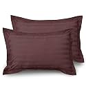 Kuber Industries Cotton Luxurious Striped 2 Pieces Pillow Cover 25"x17" (Brown), CTKTC13949