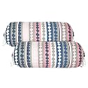 Kuber Industries Cotton Zig Zag Print Bolster Cover with Drawstring|Round Bedside Long Pillow Cover|Dewan Pillow Cover Set 16 X 32 |Bolster Cover Set of 2 (Multi)