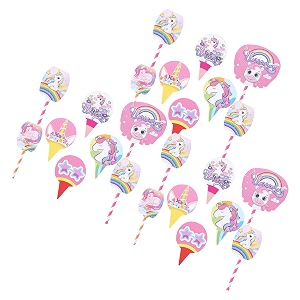 kuber industries cupcake toppers  cardboard cupcake picks decorations supplies for farewell  birthday party  theme cupcake topper  21 pieces  dt-2171  multicolor