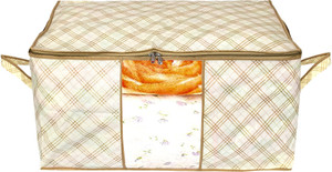 kuber industries designer metalic checkered print non woven underbed storage bagcloth organiserblanket cover with transparent window ivory-34_s_kubmart16581 34_s_kubmart016581