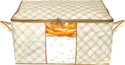 KUBER INDUSTRIES Designer Metalic Checkered Print Non Woven Underbed Storage Bag,Cloth Organiser,Blanket Cover with Transparent Window (Ivory)-34_S_KUBMART16581 34_S_KUBMART016581