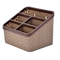Kuber Industries Desk Organizer Box With 5 Compartment|Plastic Stationery Storage stand|Cutlery Stand | Bathroom Stand (Brown)