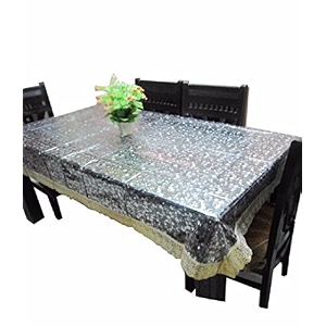 kuber industries pvc 4 seater 3d transparent centre table cover - silver standard ctcompst14