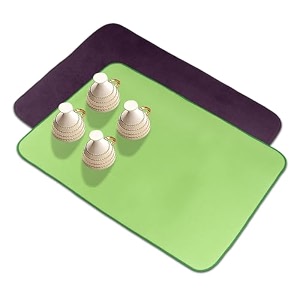 kuber industries microfiber dish drying mat - reversible absorbent kitchen mat - 50x70 - pack of 2 - dark purple amp green