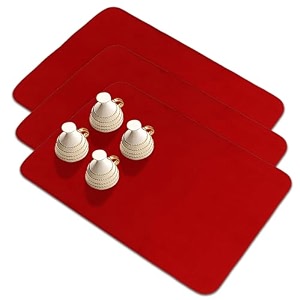 kuber industries dish dry mat  microfiber drying mat  kitchen drying mat  reversible 50x70  pack of 3  red