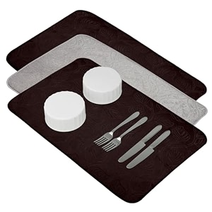 kuber industries microfiber self drying kitchen mat  water absorbent dish dry mat  embossed  38x50  pack of 3  multicolor
