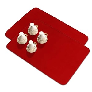kuber industries dish dry mat  microfiber drying mat  kitchen drying mat  reversible mat 50x70  pack of 2  red