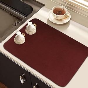 kuber industries dish dry mat  microfiber drying mat  kitchen drying mat  reversible mat 50x70  pack of 2  red