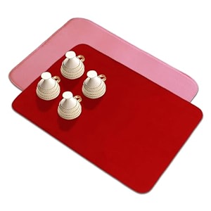 kuber industries microfiber dish drying mat  reversible kitchen mat  absorbent  50x70  pack of 2  pink amp red