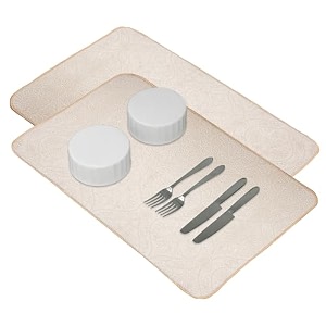 kuber industries microfiber dish drying mat - kitchen water absorbent mat - embossed self-drying - 38x50 - brown
