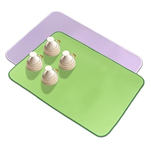 kuber industries dish dry mat  microfiber drying mat  reversible kitchen drying mat  absorbent mat  kitchen dish dry mat  50x70  pack of 2  light purple amp green