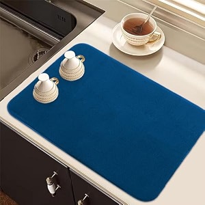 kuber industries dish dry mat  microfiber drying mat  kitchen drying mat  reversible mat  kitchen absorbent mat  dish dry mat for kitchen  50x70  blue