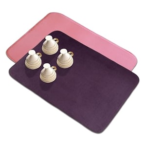 kuber industries microfiber dish drying mat - reversible absorbent kitchen mat - 50x70 - pack of 2 - pink amp dark purple