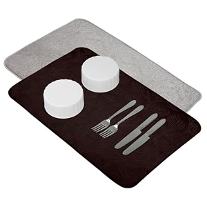 kuber industries dish dry mat  microfiber self drying mat  kitchen drying mat  water absorbent kitchen mat  embossed dish dry mat  38x50  pack of 2  brown amp gray