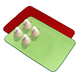 kuber industries microfiber dish drying mat - reversible absorbent kitchen mat - 50x70 - pack of 2 - red amp green