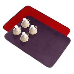 kuber industries microfiber dish drying mat - reversible absorbent kitchen mat - 50x70 - pack of 2 - red amp dark purple