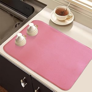 kuber industries dish dry mat  microfiber drying mat  kitchen drying mat  reversible mat 50x70  pack of 2  red
