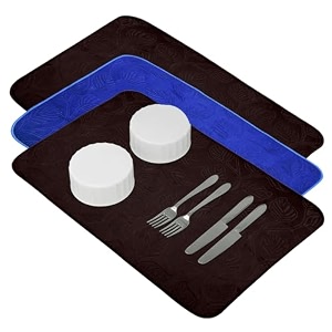kuber industries dish dry mat  microfiber dish dry mat for kitchen  kitchen drying mat  reversible mat  kitchen absorbent mat  38x50  blue