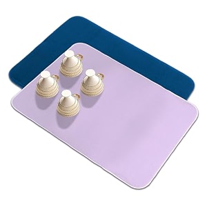 kuber industries microfiber dish drying mat - reversible absorbent kitchen mat - 50x70 - pack of 2 - blue amp light purple