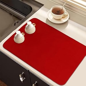 kuber industries dish dry mat  microfiber drying mat  kitchen drying mat  reversible mat  kitchen absorbent mat  dish dry mat for kitchen  50x70  red