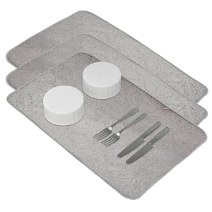 kuber industries microfiber dish drying mat  kitchen water absorbent mat  embossed self dry mat  38x50  pack of 3  gray