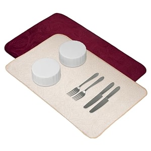 kuber industries microfiber dish drying mat - kitchen water absorbent mat - embossed self-drying - 38x50 - brown