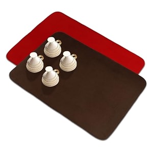 kuber industries microfiber dish drying mat - reversible absorbent kitchen mat - 50x70 - pack of 2 - red amp brown