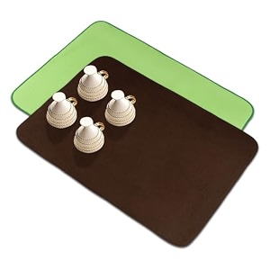 kuber industries dish dry mat  microfiber drying mat  reversible kitchen drying mat  absorbent mat  kitchen dish dry mat  50x70  pack of 2  green amp brown