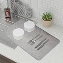 Kuber Industries Dish Dry Mat | Microfiber Drying Mat | Kitchen Drying Mat | Self Dish Dry Mat | Water Absorbent Kitchen Mat | Embossed Dish Dry Mat | 38x50 | Gray