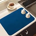 Kuber Industries Dish Dry Mat | Microfiber Dish Dry Mat for Kitchen | Kitchen Drying Mat | Reversible Mat | Kitchen Absorbent Mat | 38x50 | Blue