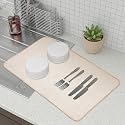 Kuber Industries Microfiber Dish Drying Mat - Kitchen Water Absorbent Mat - Embossed Self-Drying - 38x50 - Brown