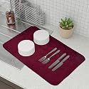Kuber Industries Microfiber Dish Drying Mat - Kitchen Water Absorbent Mat - Embossed Self-Drying - 38x50 - Brown