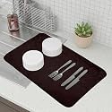 Kuber Industries Microfiber Dish Drying Mat - Kitchen Water Absorbent Mat - Embossed Self-Drying - 38x50 - Brown