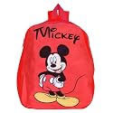 Kuber Industries Disney Mickey School Bag | Velvet Kids School Bags | Student Bookbag | School Bag for Girls &amp; Boys | School Backpack for Kids | Single Compartments | Red