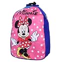 Kuber Industries Disney Minnie School Bag | Velvet Kids School Bags | Student Bookbag | School Bag for Girls &amp; Boys | School Backpack for Kids | 2 Compartments | Pink &amp; Blue