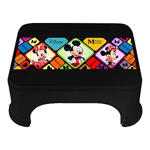 kuber industries disney mickey amp minnie print bathroom stooldurable plastic stool for kitchenstool for kidspatla for toilet black