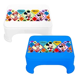 kuber industries disney mickey amp minnie print bathroom stooldurable plastic stool for kitchenstool for kidspatla for toiletpack of 2 blue amp white