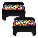 Kuber Industries Disney Mickey &amp; Minnie Print Bathroom Stool|Durable Plastic Stool for Kitchen|Stool for Kids|Patla for Toilet|Pack of 2 (Black)