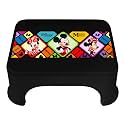 Kuber Industries Disney Mickey &amp; Minnie Print Bathroom Stool|Durable Plastic Stool for Kitchen|Stool for Kids|Patla for Toilet (Black)