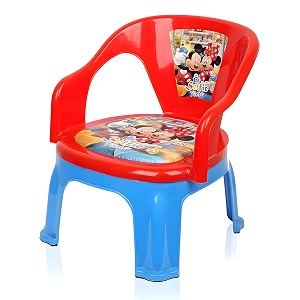 kuber industries disney mickey kids chair  plastic foldable kids chair  study stool indoor or outdoor stool for kids  capacity 30 kg  red amp blue