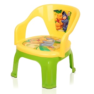 kuber industries disney pooh foldable kids chair  plastic chair for kidsroom  school amp baby stool  indoor amp outdoor stool for kids  capacity 30 kg  yellow amp green